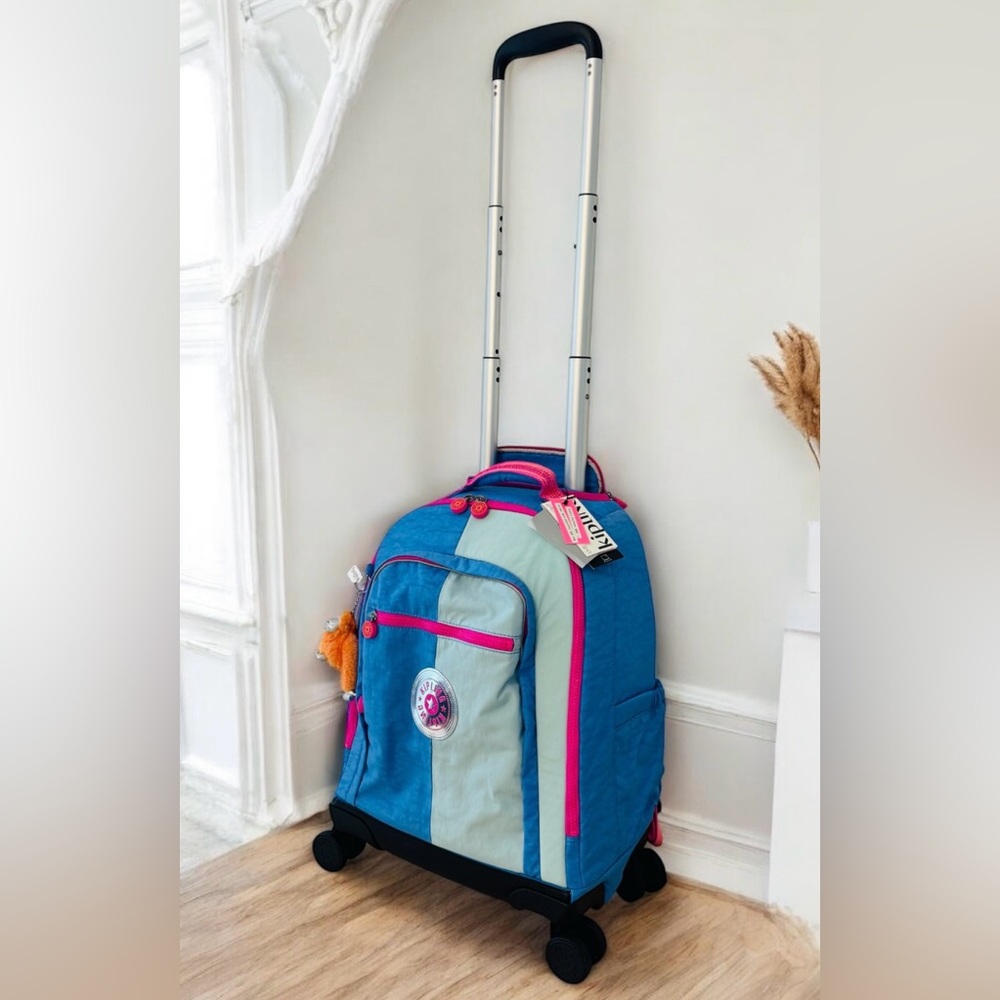 Kipling New Zea 15" Laptop Rolling Backpack Blue Bouncy - Picture 3 of 7